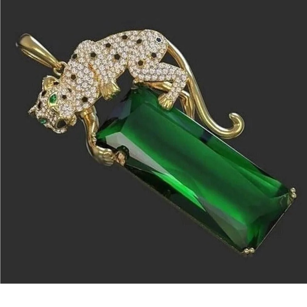 Custom Designed! 3.50 Carat Emerald Panther Pendant!